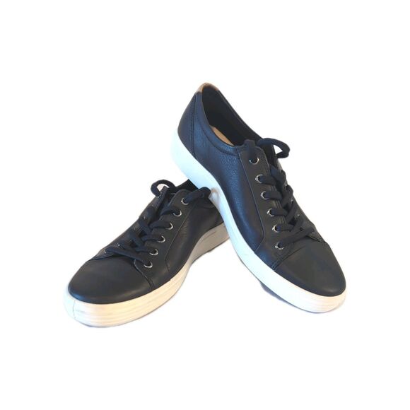 ECCO Men's Black and White Soft 7 Sneaker EU Size 44 US Size 10 - Picture 1 of 9